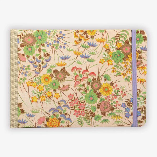 Skizzenbuch   Sketchbook   A5quer   Blanko   Chiyogami   Blumenbouquet auf peachy Rabatt