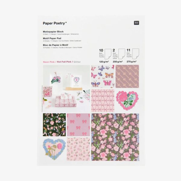 Paper Poetry    Motivpapierblock   La Vie En Rose   23 Blatt Angebot