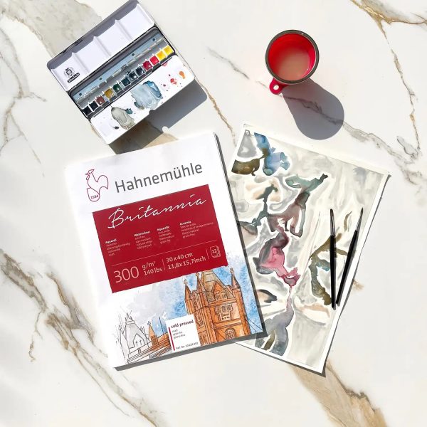 Britannia   Aquarellblock   300g m²   naturweiß   hot pressed   satiniert Online-Verkauf – Bild 2