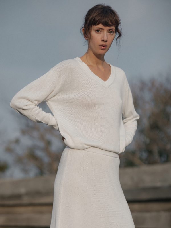 Oversized V-neck Sweater Schn?ppchen – Bild 2