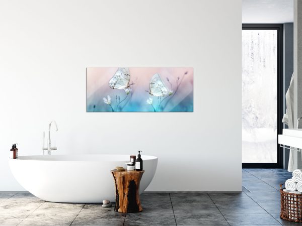 Schmetterling auf kleinen Blumen, Glasbild Panorama Schn?ppchen – Bild 4